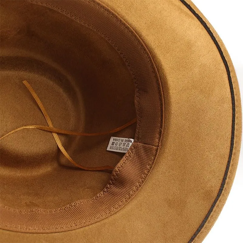 Wide Brim Suede Fedora Hats Unisex Newsboy Cap Suede Panama Hat Solid Retro Fedora for Men Women 2025