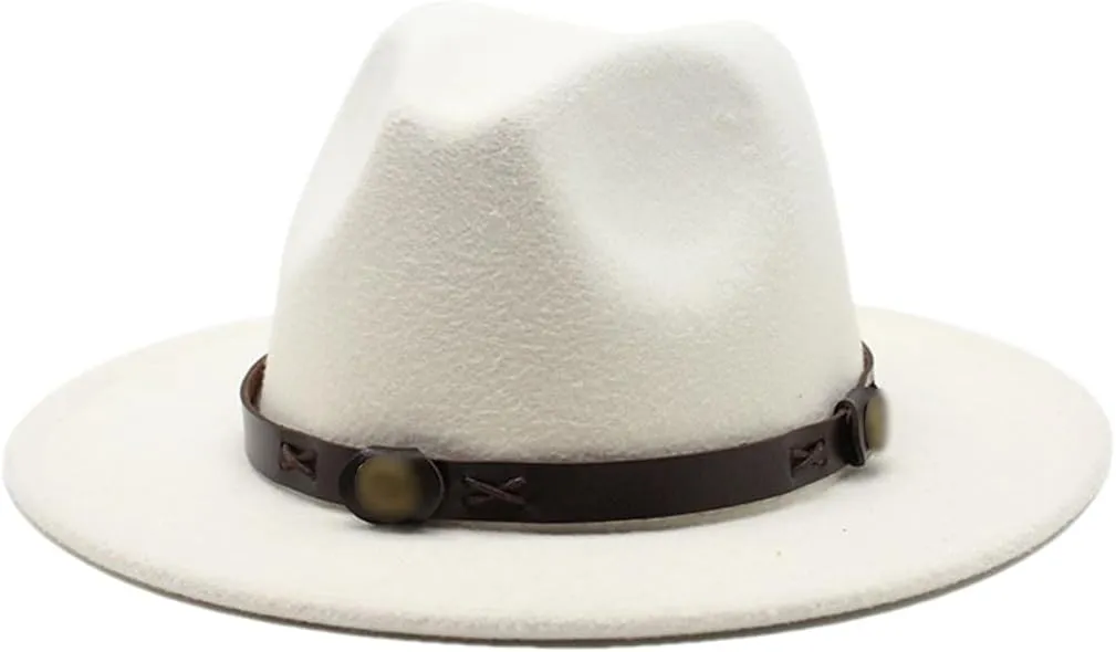 Women Fedoras Woolen Hat Classic Jazz Hat Flat Brim Hat Couple Hat Outdoor Travel 4 59-61cm