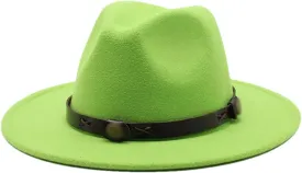 Women Fedoras Woolen Hat Classic Jazz Hat Flat Brim Hat Couple Hat Outdoor Travel 5 Without Chain