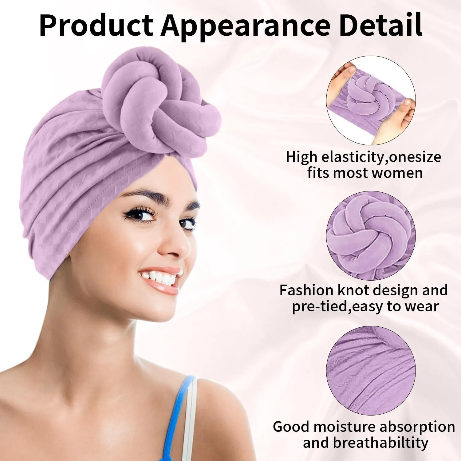 Women Turbans and Head Wraps, Women African Turban Flower Knot Pre-Tied Bonnet Beanie Cap Headwrap