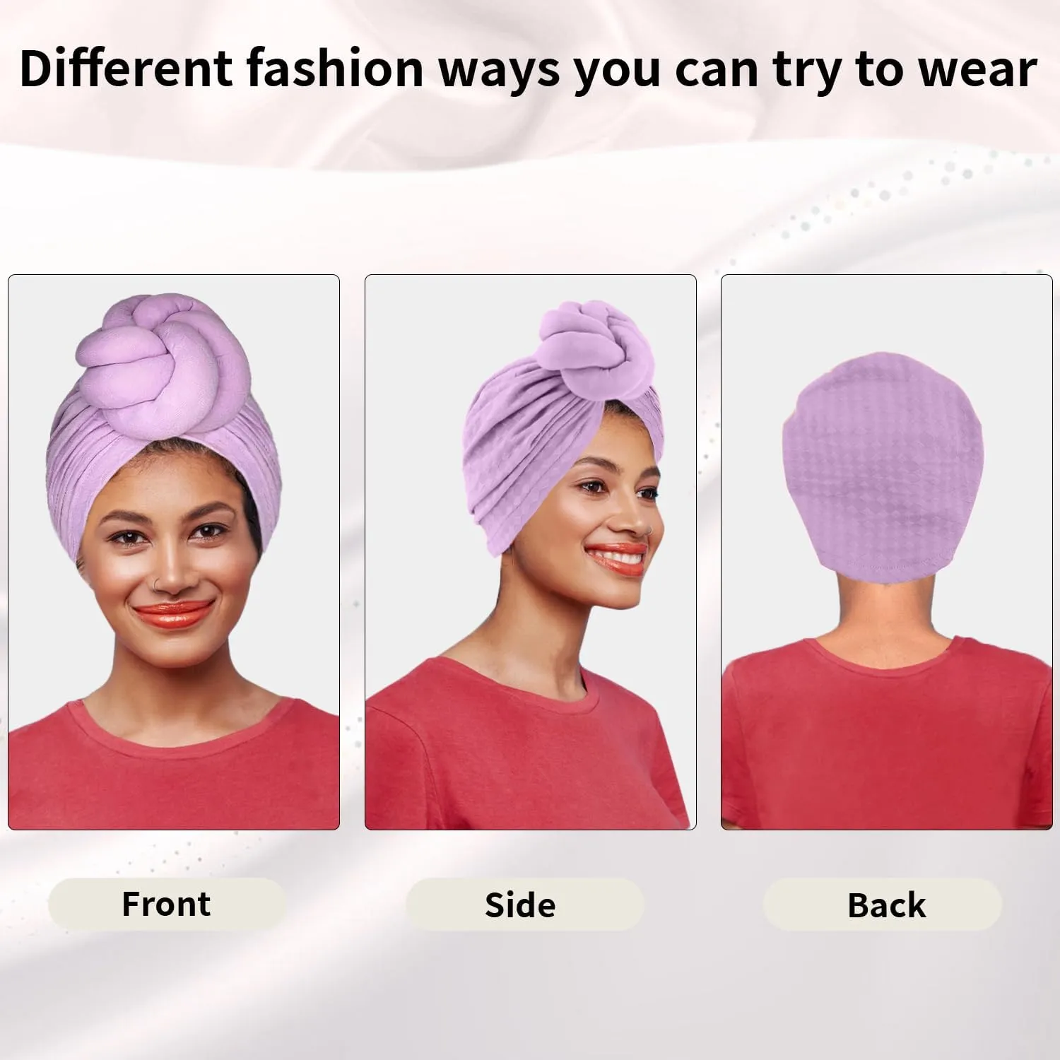 Women Turbans and Head Wraps, Women African Turban Flower Knot Pre-Tied Bonnet Beanie Cap Headwrap