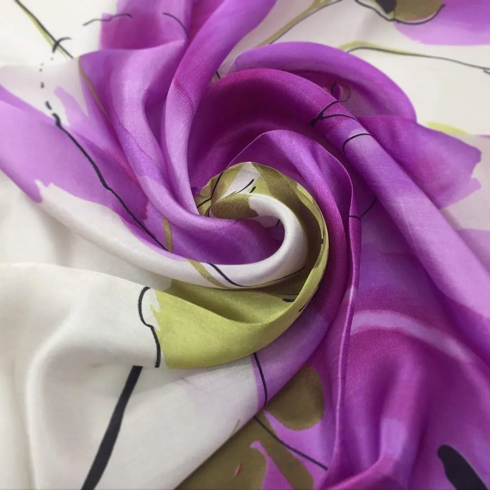 Women's Graphic Print 100% Silk, Silk Scarf Square, 33X33 Inches