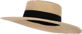 Women's Paper Braid Large Brim Gambler Style Dressy Sun Hat