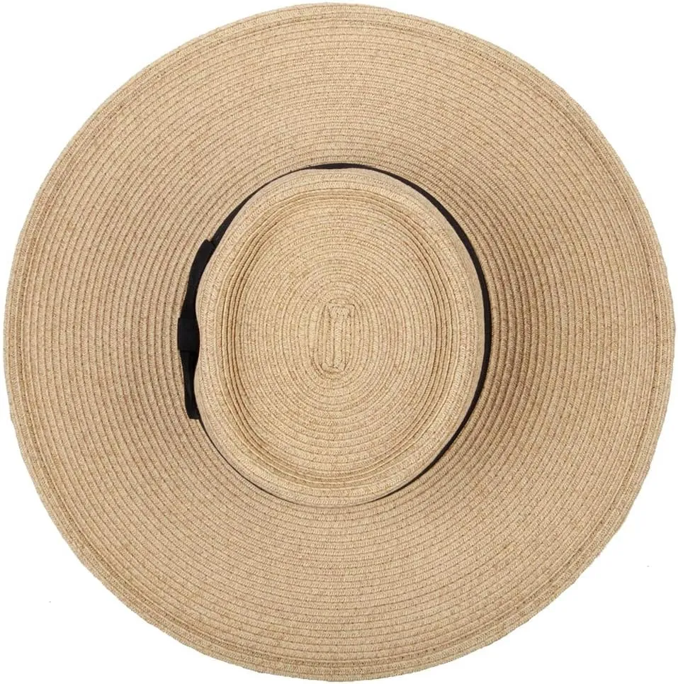 Women's Paper Braid Large Brim Gambler Style Dressy Sun Hat