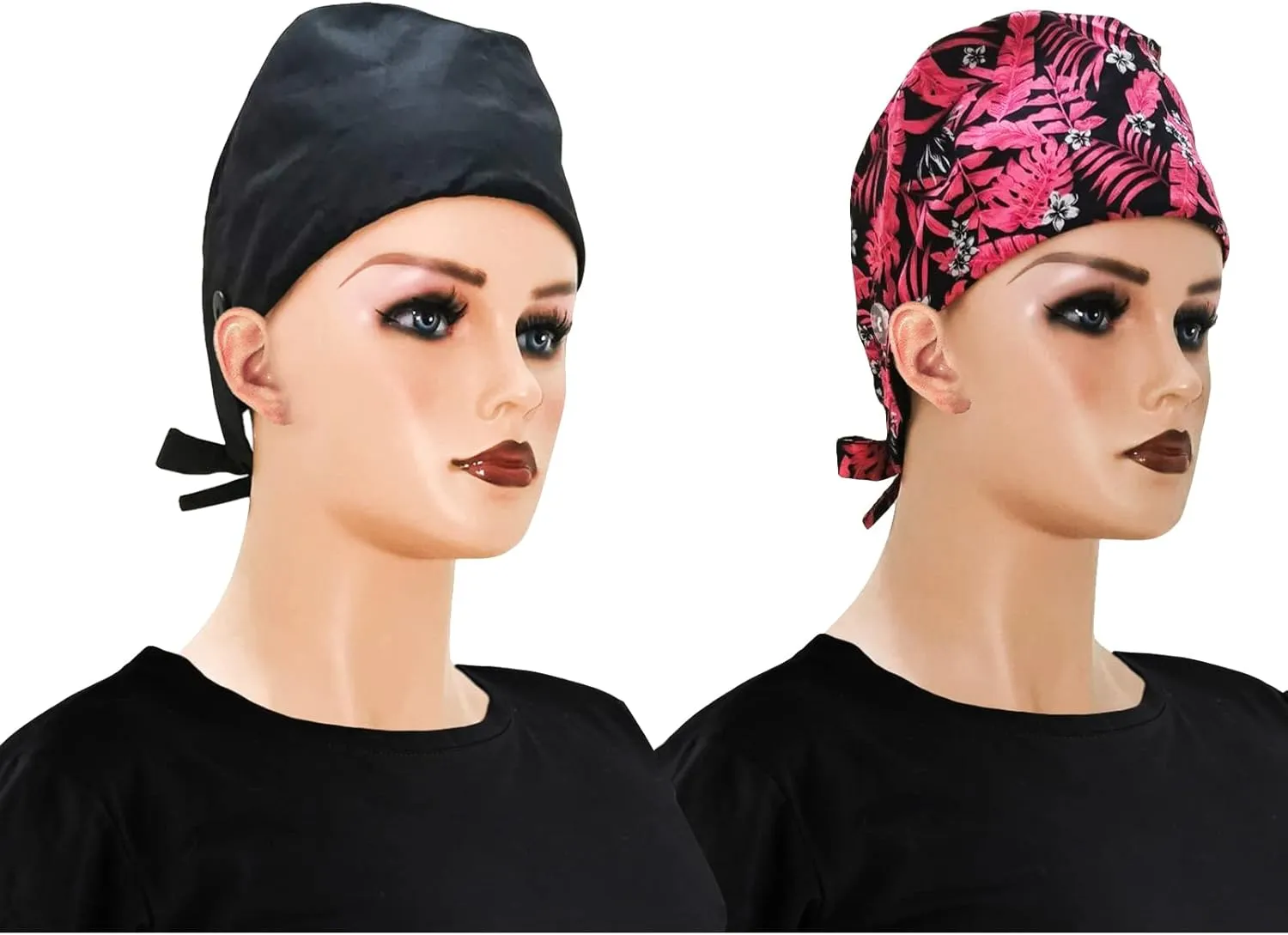 Working Cap with Silky Inner - Cotton Hat with Sweatband and Buttons, Adjustable Tie Back Ponytail, One Size
