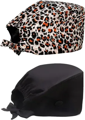 Working Cap with Silky Inner - Cotton Hat with Sweatband and Buttons, Adjustable Tie Back Ponytail, One Size