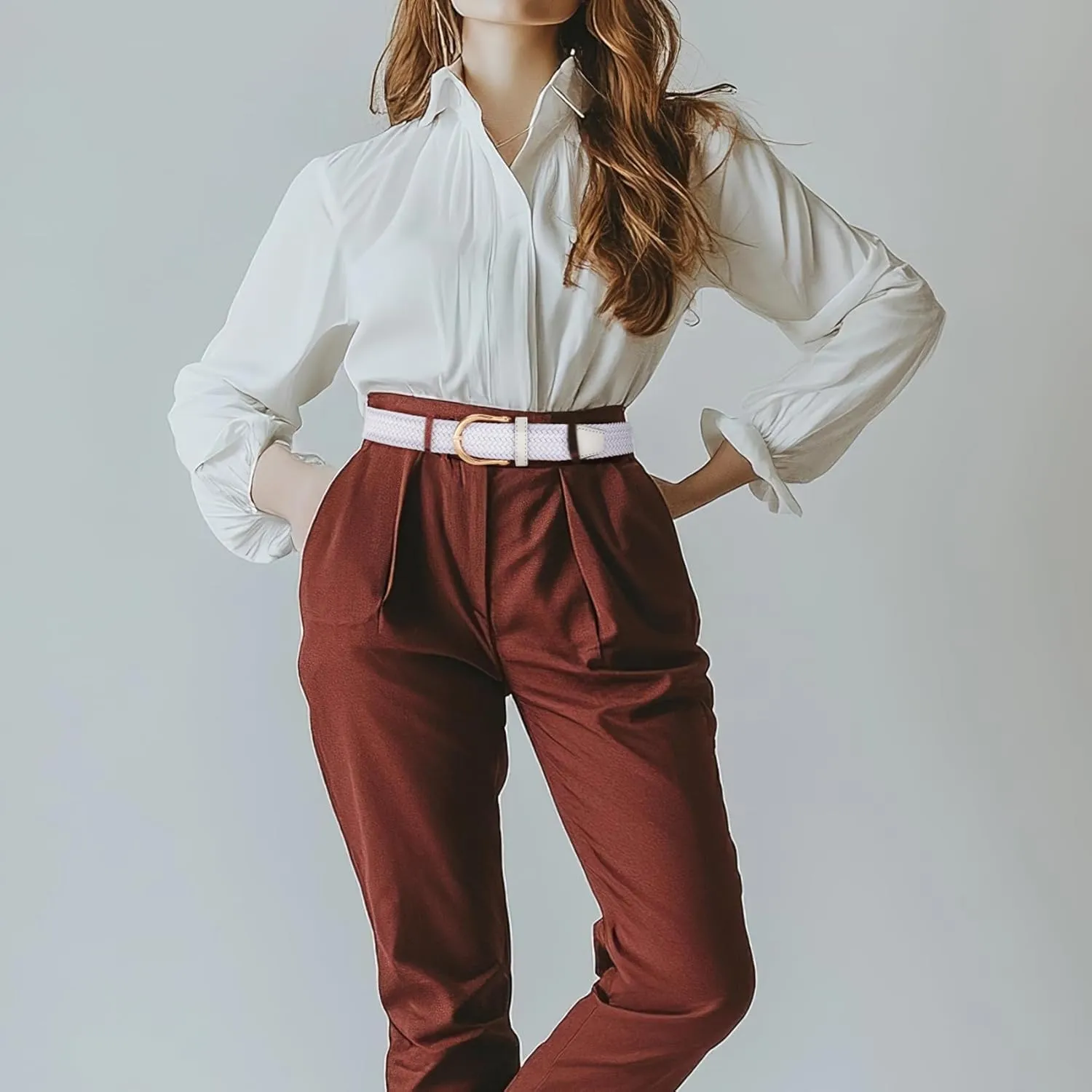 XZQTIVE Braided Belt for Women Men Stretch Woven Belt Plus Size Elastic Belt with Silver Gold Buckle for Jeans Pants