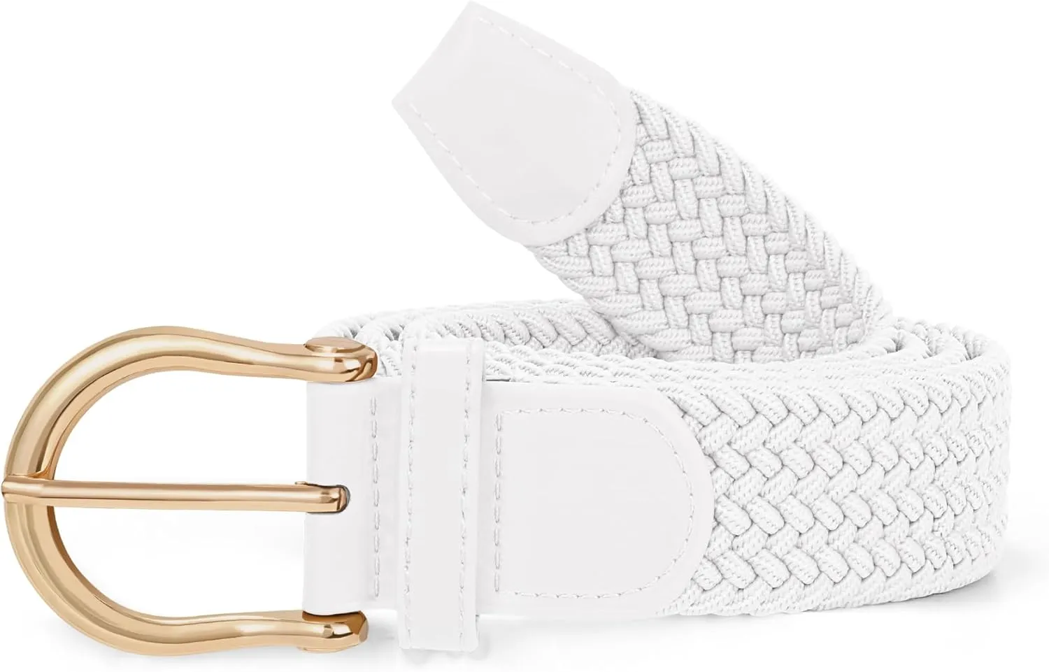 XZQTIVE Braided Belt for Women Men Stretch Woven Belt Plus Size Elastic Belt with Silver Gold Buckle for Jeans Pants