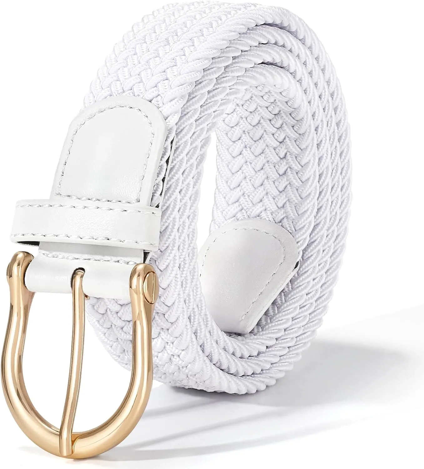 XZQTIVE Braided Belt for Women Men Stretch Woven Belt Plus Size Elastic Belt with Silver Gold Buckle for Jeans Pants