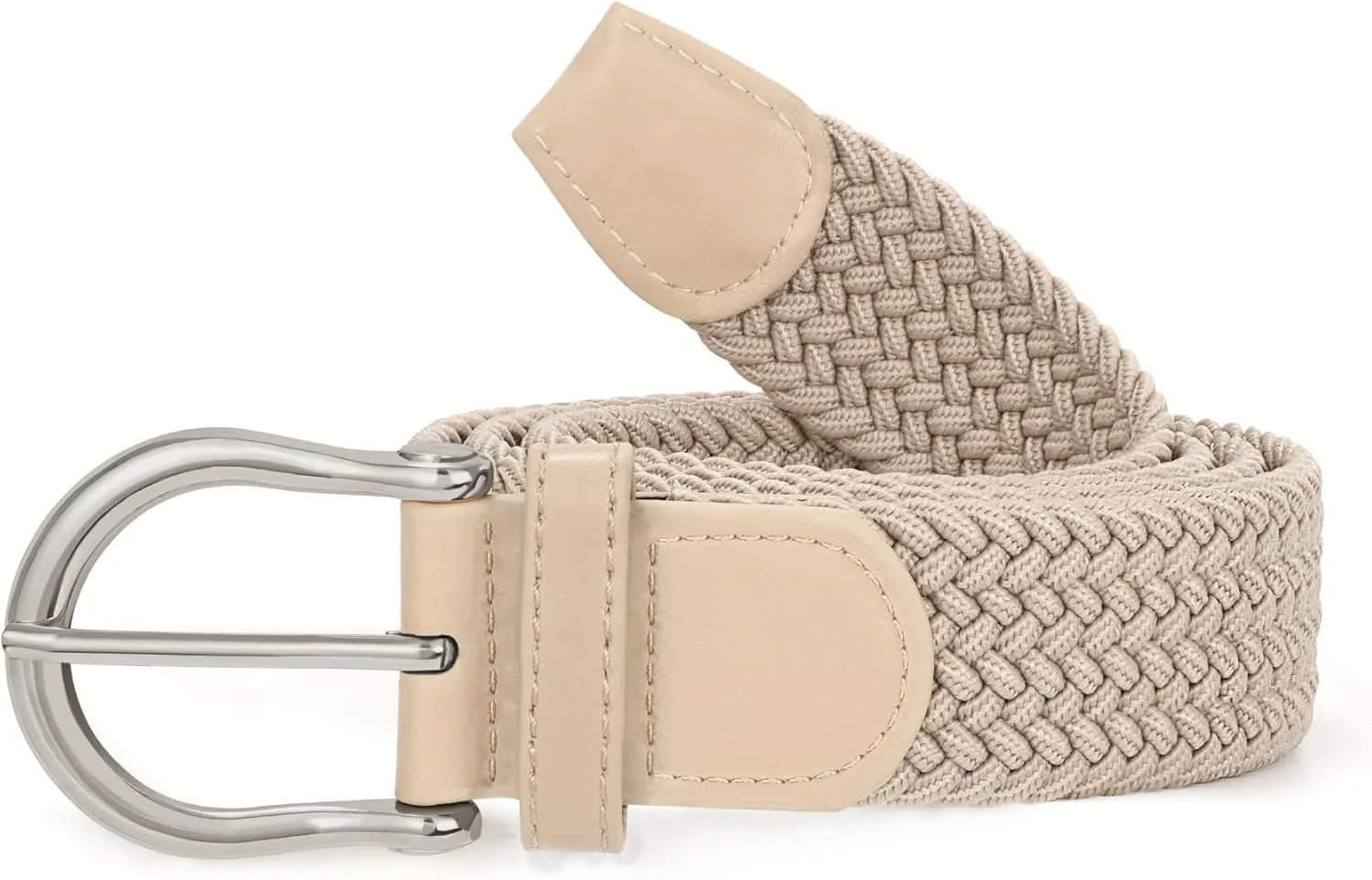 XZQTIVE Braided Belt for Women Men Stretch Woven Belt Plus Size Elastic Belt with Silver Gold Buckle for Jeans Pants