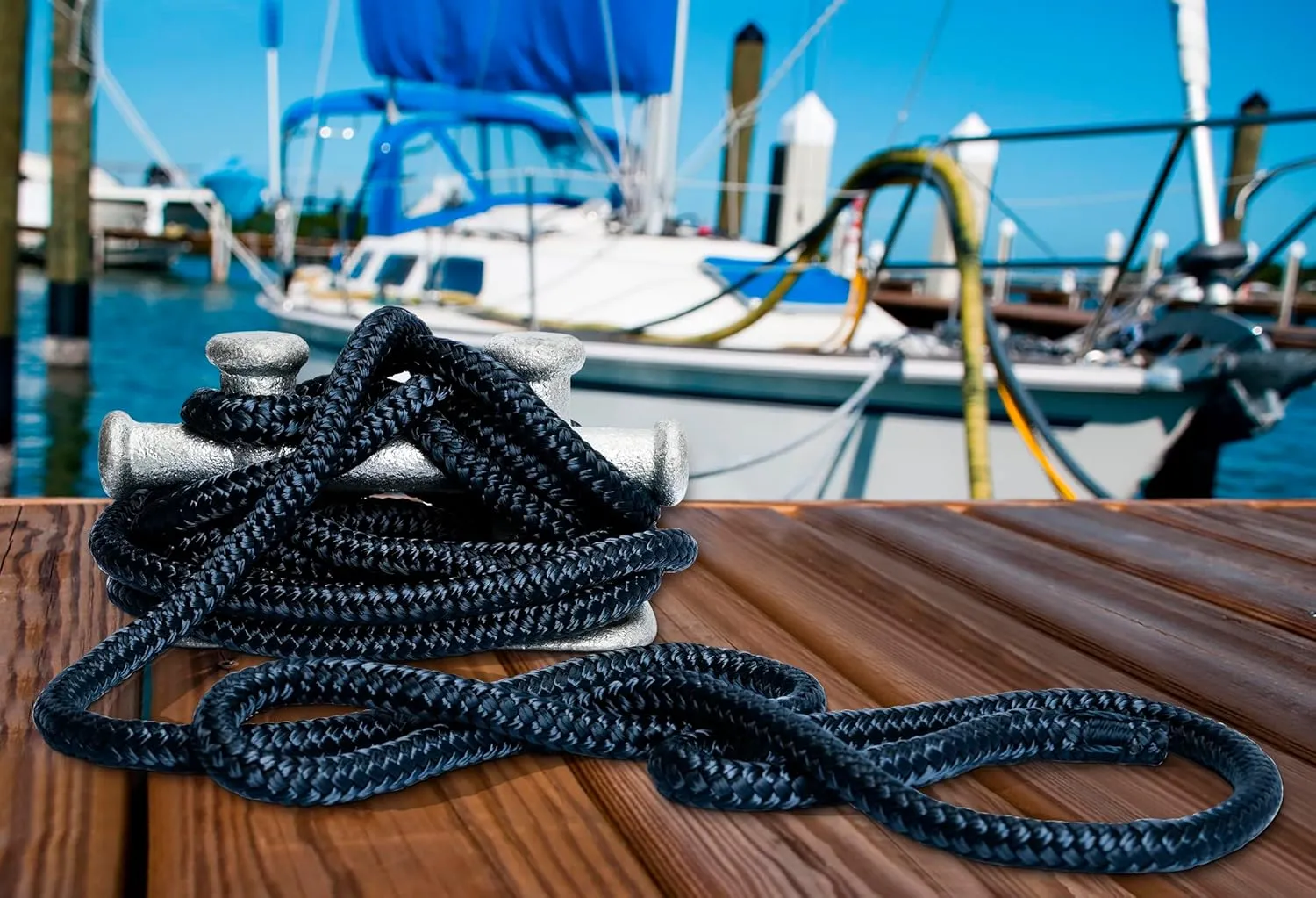 Young Marine 2 Pack 1/2 X 15 Dock Lines|Marine-Grade Double-Braided Nylon Dock Line with 12 Eyelet.Hi-Performance Boat Rope Mooring Rope Dock Line